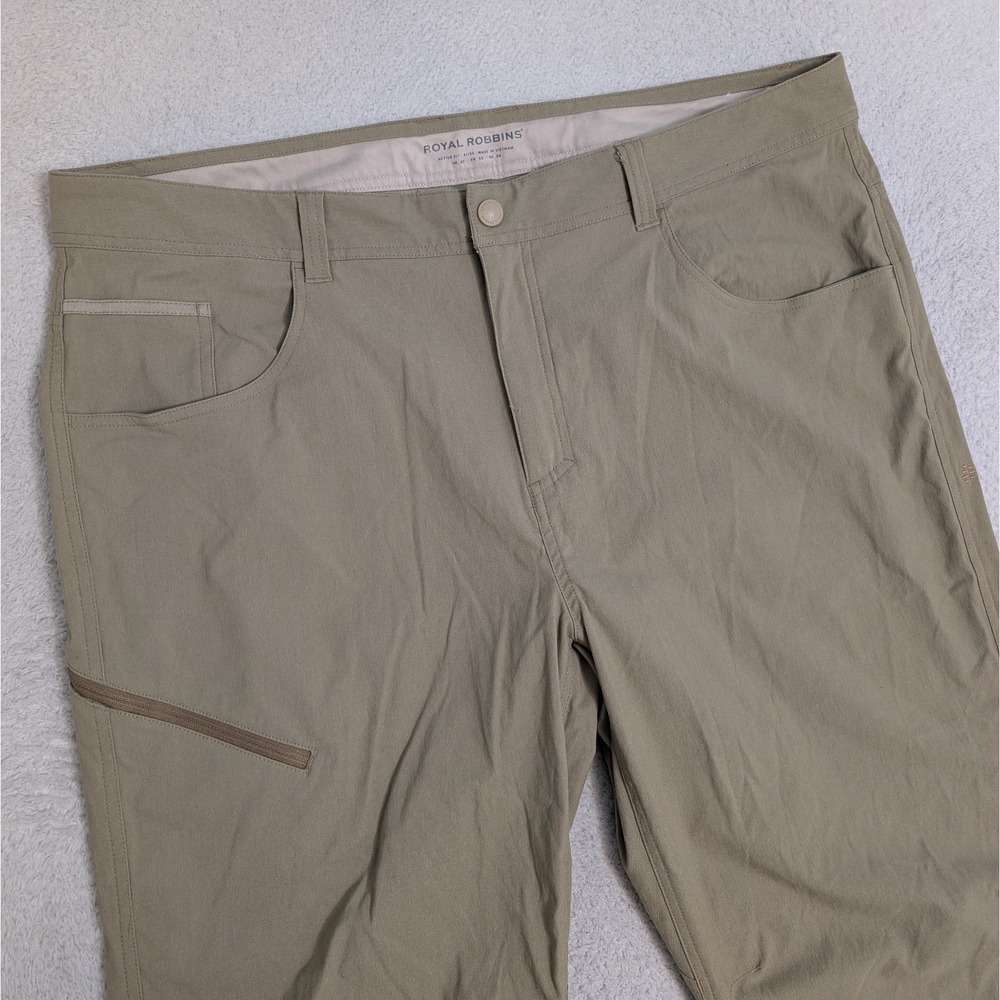Royal Robbins Mens 42x34 Beige Alpine Road Zip‎ Cargo Hiking Pants Nylon Stretch